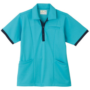 CR129色が豊富ポケットいっぱい介護用ケアワークシャツ男女兼用(E95C5)[ターコイズブルー]