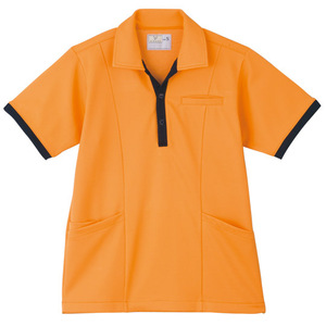 CR129色が豊富ポケットいっぱい介護用ケアワークシャツ男女兼用(E95C5)[オレンジ][]