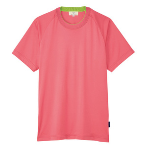 CR184吸汗速乾素材ポップカラー軽量Tシャツ男女兼用(E100)[ピンク×ライム]