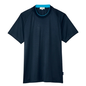 CR184吸汗速乾素材ポップカラー軽量Tシャツ男女兼用(E100)[ネイビー×ブルー]