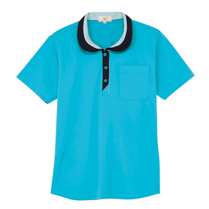 CR195レディス明るく元気なポップカラ―介護用ニットシャツ(E100)[ブルー]