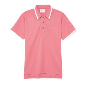 CR204ベタつきにくい清涼介護用清掃スタッフ用ニットシャツ男女兼用(E100)[ピンク]