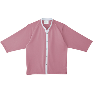 CR801　入院パジャマ・リハビリに最適　前開きやわらかニットシャツ　男女兼用[ピンク]