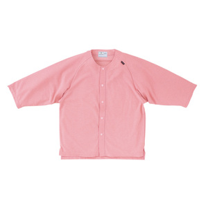 CR807　夏用　清涼素材を使用した五分袖　衿ナシ　前開きシャツ　高齢者用[ピンク][]