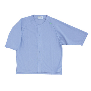 CR807　夏用　清涼素材を使用した五分袖　衿ナシ　前開きシャツ　高齢者用[ラベンダー]