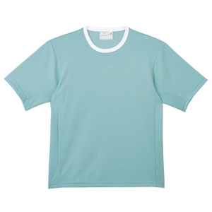 CR817　夏用　脇マチ付で袖が通しやすい　半袖メッシュTシャツ　高齢者用[グレイシュブルー]