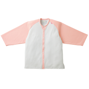 CR821　入院パジャマ・リハビリに最適　前開きやわらかニットシャツ　男女兼用[ピンク]